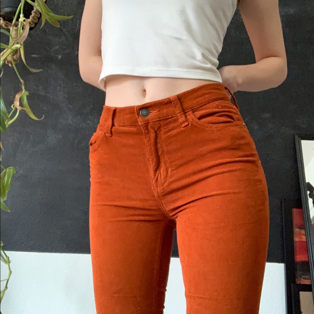 Free People Rust Orange Skinny Corduroy Pants